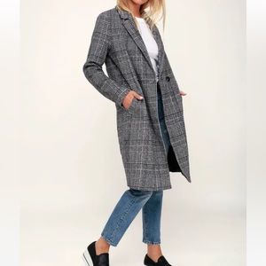 Lulus black and white plaid jacket
